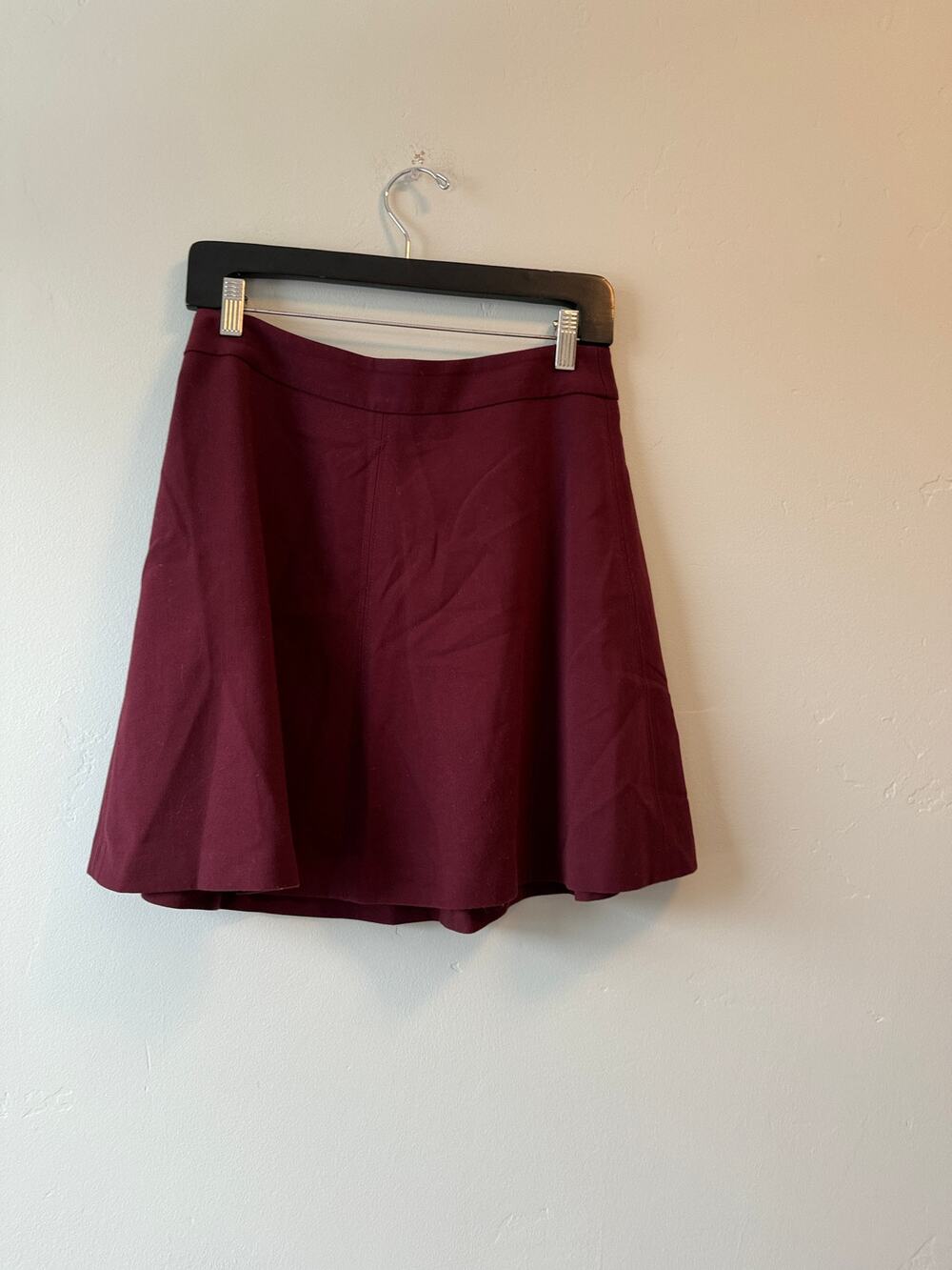 LOFT Burgundy High-Waisted Flare Skirt